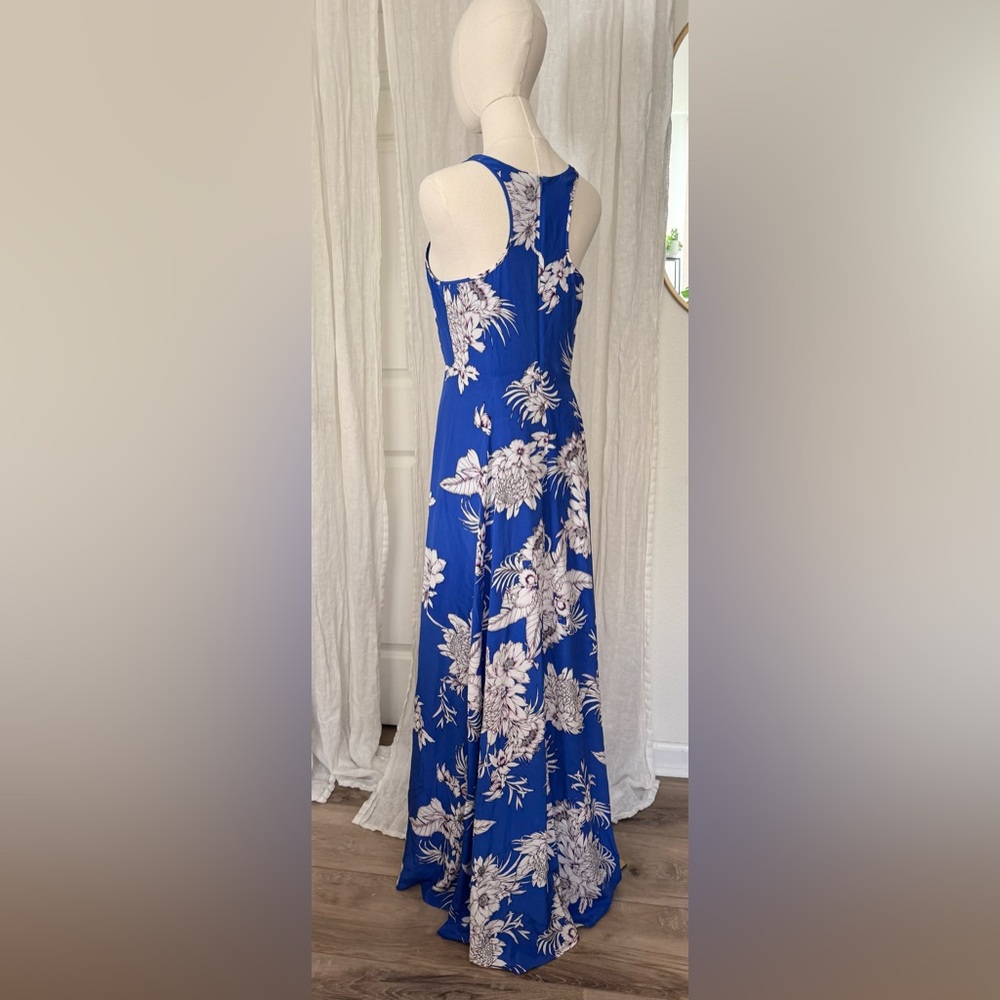 Yumi Kim Dream Tahiti Sunrise Maxi Dress Womens Sz Medium Blue Silk High Slit - Picture 4 of 8